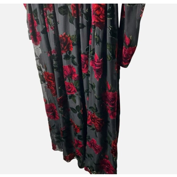 Rachel Parcell Burnout Velvet Maxi Dress V-Neck Gown Black Red Size 6 *READ FLAW - Picture 7 of 10